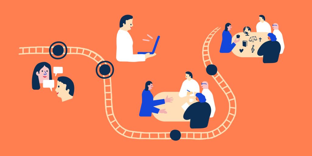 En illustration av Bildas cirkelledarresa.