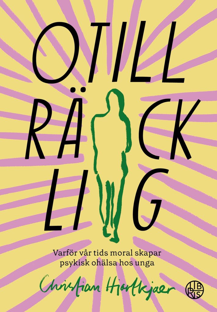 Bokomslag med stiliserad text "Otillräcklig" och en grön silhuett på gul och lila strålande bakgrund.