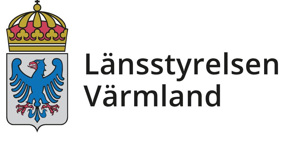 Vapensköld med krona och blå örn; texten "Länsstyrelsen Värmland" till höger.