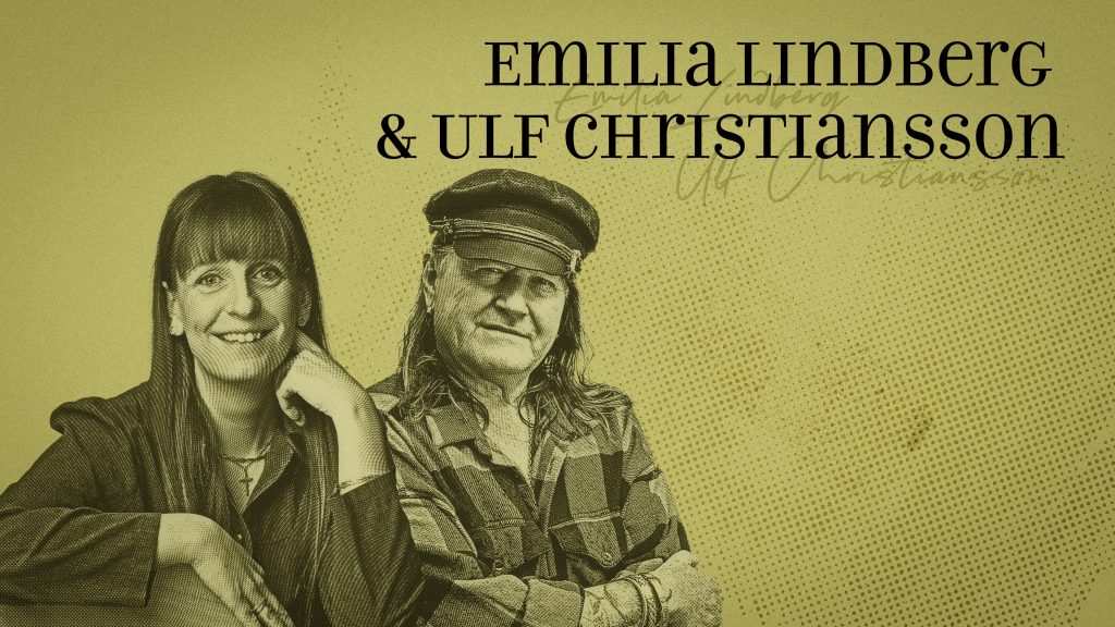 Två leende personer, en kvinna och en man med keps, med texten ”Emilia Lindberg & Ulf Christiansson”.